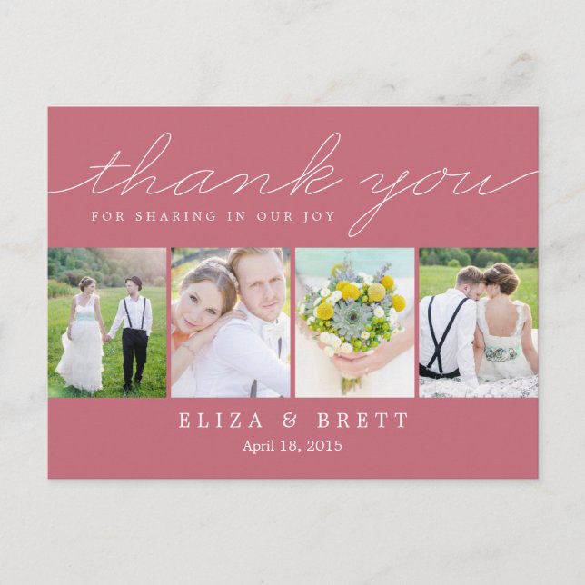 Dulce Boda de Collage Tarjeta de agradecimiento -  (Anverso)