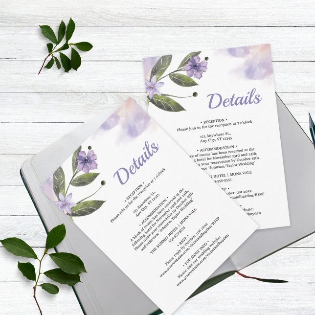 Dulce Boda Morado Floral Detalles Tarjeta de Gabin (Subido por el creador)