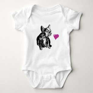 Dulce Bulldog Perro Corazón Bebé Jersey Bodysuit