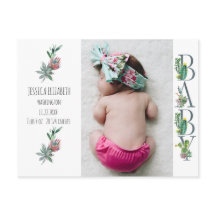 Dulce Cactus Bebé Neutral Nacimiento Invitación fo