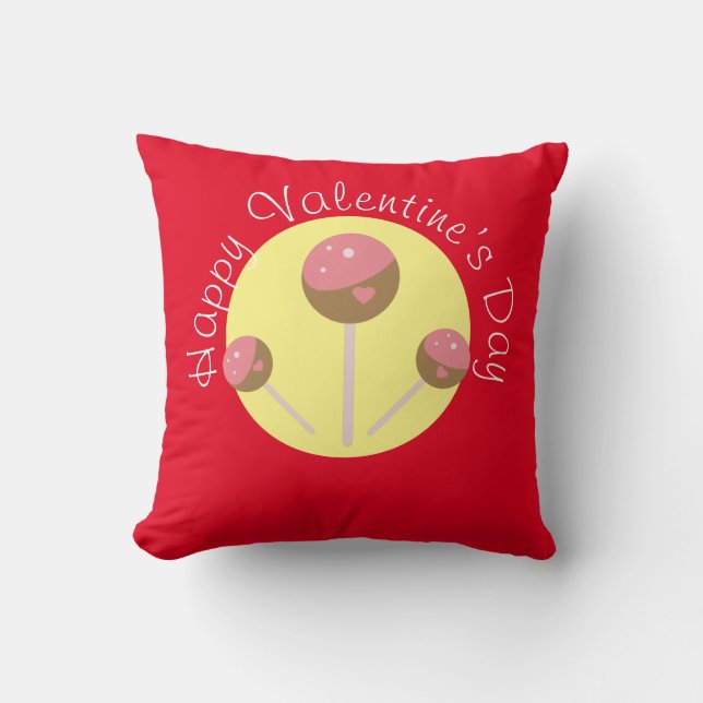 Dulce Cake Pop San Valentín Almohada Roja (Anverso)