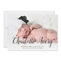 Dulce caligrafía Foto Anuncio de nacimiento