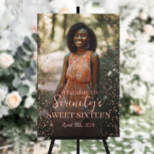 Dulce cartel de bienvenida con foto en lienzo