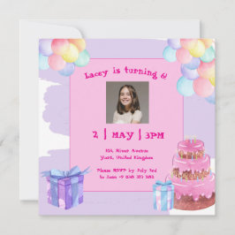 Dulce celebración Globos Invitación de cumpleaños