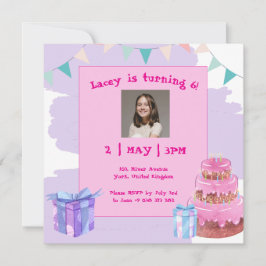 Dulce celebración: Invitación al cumpleaños rosado