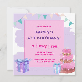 Dulce celebración: Invitación al cumpleaños rosado