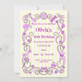 Dulce Chica de cumpleaños Invitación rosa