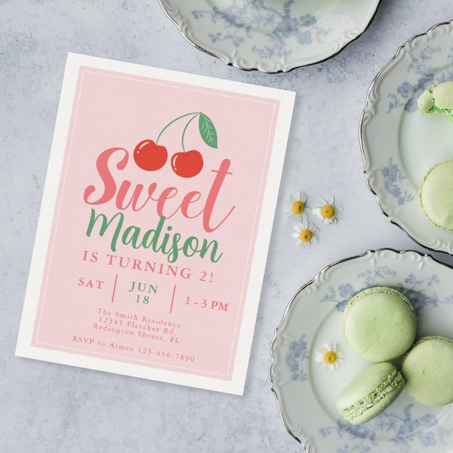 Dulce Chica Invitación al cumpleaños Cherry Summer (Subido por el creador)