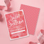 Dulce color de agua rosada 16 Invitación de cumple<br><div class="desc">Esta invitación dulce dulce de color rosa bonito 16 es perfecta para la chica de cumpleaños que está celebrando sus dulces dieciséis con una fiesta de cumpleaños. *Tenga en cuenta que la marca de agua Zazzle que aparece en la vista previa del zoom no aparecerá en el producto impreso final...</div>