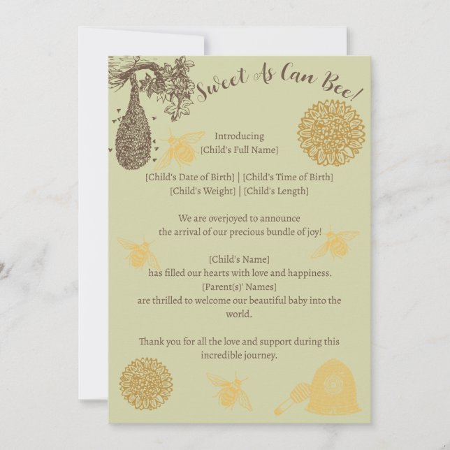 Dulce como puede ser el anuncio del nacimiento (Anverso)