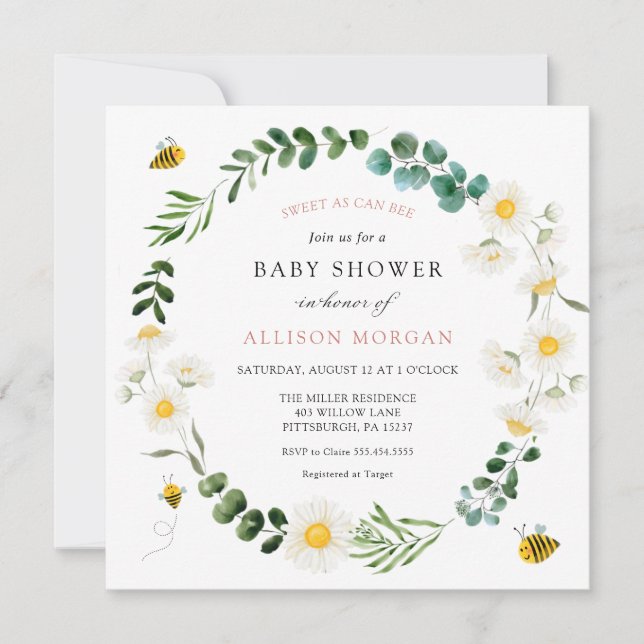 Dulce como puede ser la invitación de Baby Shower  (Anverso)