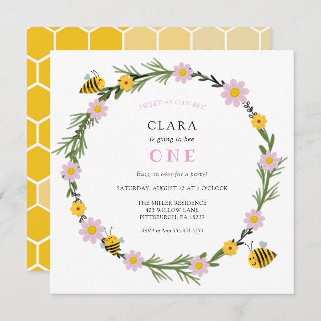 Dulce como puede ser la invitación de cumpleaños (Anverso / Reverso)