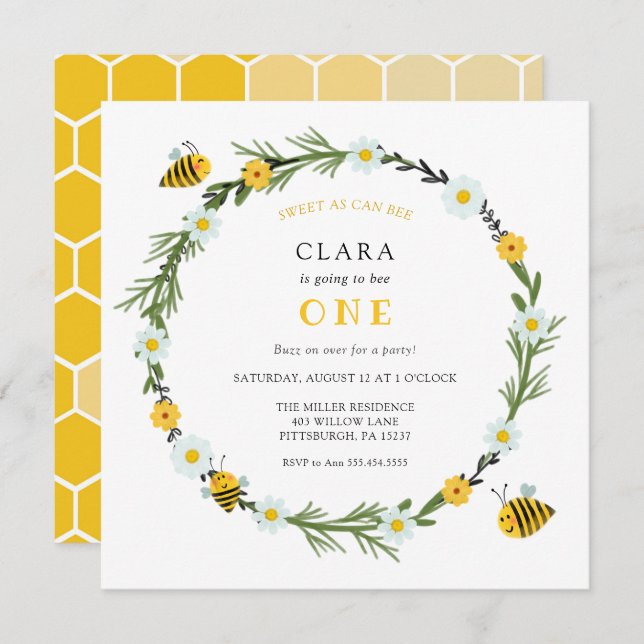 Dulce como puede ser la invitación de cumpleaños (Anverso / Reverso)