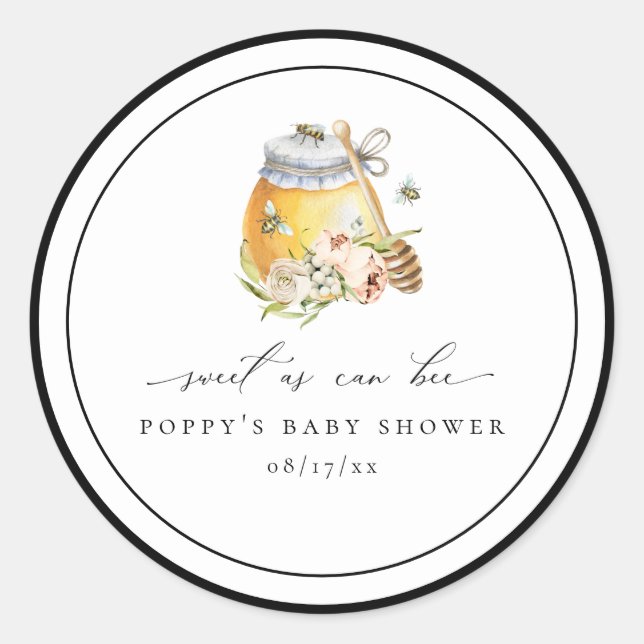 Dulce como puede ser Pegatina redondo Baby Shower  (Anverso)