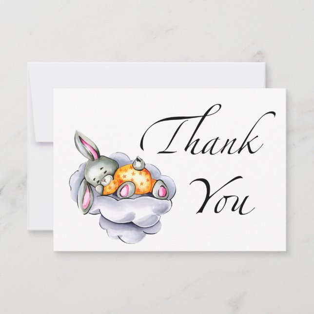 Dulce conejito ducha de bebé tarjeta de agradecimi (Anverso)