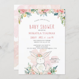Dulce conejo del bosque floral rosa Baby Shower