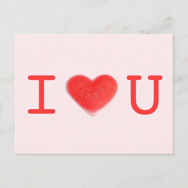 Dulce corazón Rosa tarjeta postal 'Te amo' (Anverso)