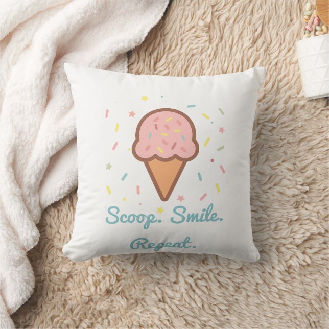 Dulce crema de hielo Cojín decorativo-Scoop. Sonrí (Manta)