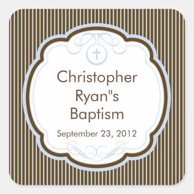 Dulce cruz en el marco Bautismo Favor Sello (Anverso)