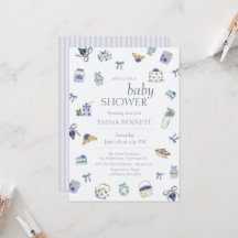 Dulce de Arándanos Invitación Acuarela para Baby S