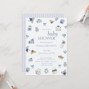 Dulce de Arándanos Invitación Acuarela para Baby S