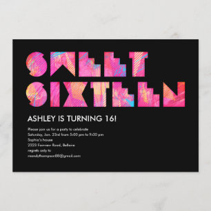 Dulce de brillo eléctrico negro 16 invitaciones