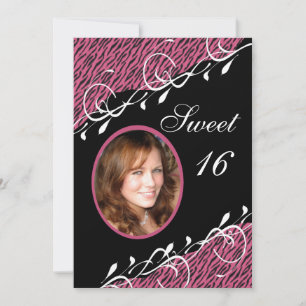 Dulce de cebra rosa y negra 16 invitaciones