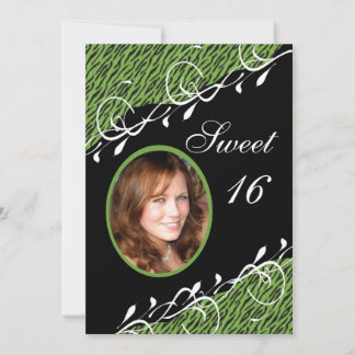 Dulce de cebra verde y negra 16 invitaciones