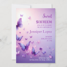 Dulce de Cumpleaños 16 Invitación - Mariposa Morad