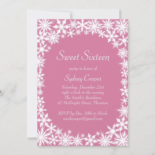 Dulce de encaje de invierno Dieciséis invitaciones (Anverso)