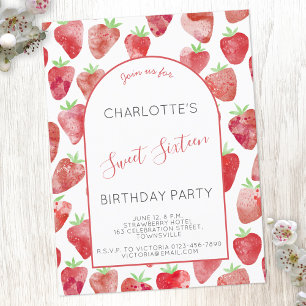 Dulce de fresa Invitación a fiesta de cumpleaños