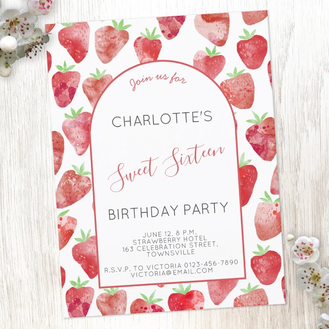 Dulce de fresa Invitación a fiesta de cumpleaños (Subido por el creador)
