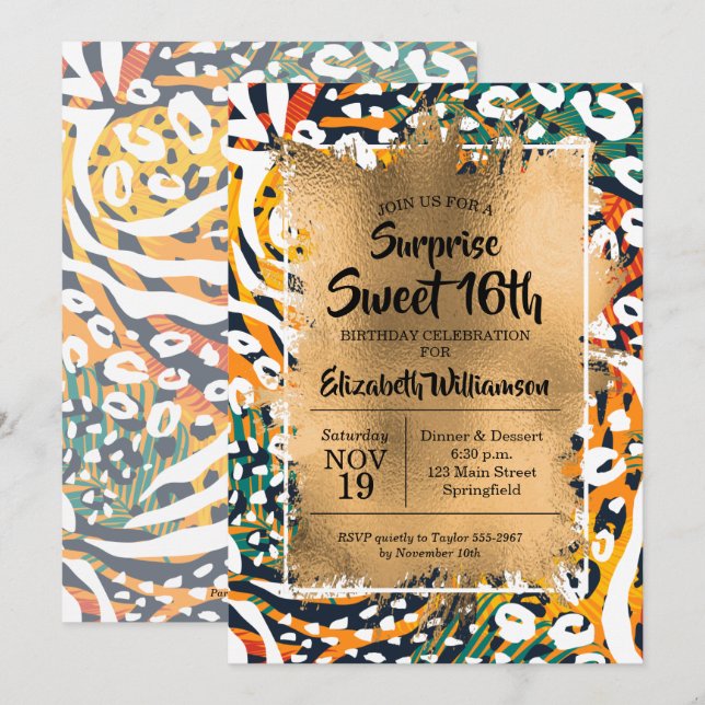 Dulce de impresión animal Invitaciones a cumplir 1 (Anverso / Reverso)