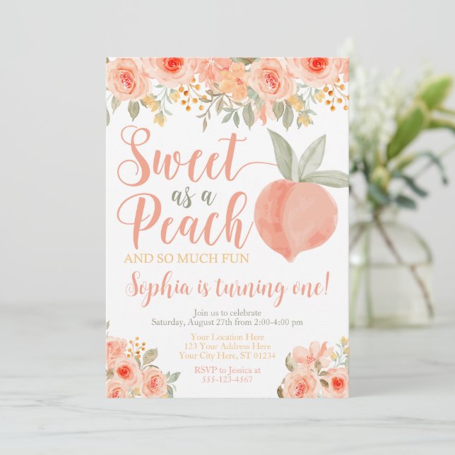 Dulce de la invitación al cumpleaños de Peach como (Anverso de pie)