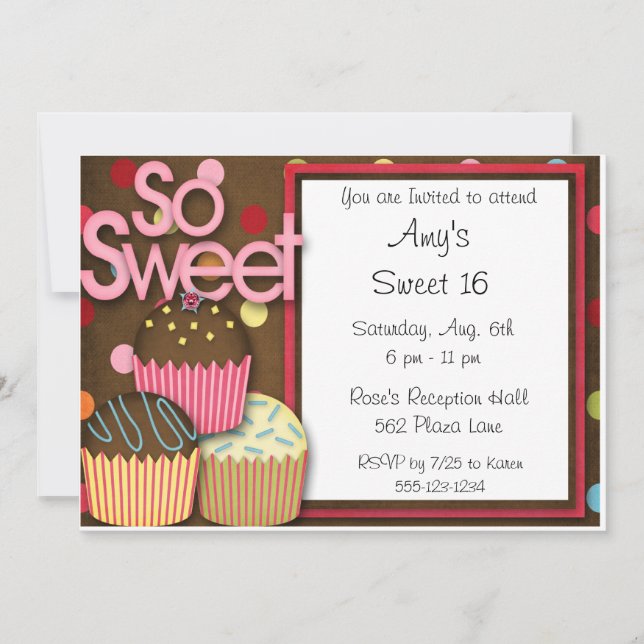 Dulce de la MAGDALENA invitación de 16 (Anverso)