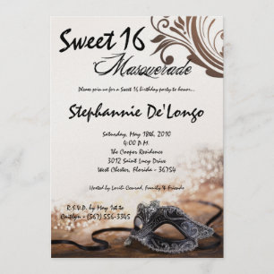 dulce de la mascarada de 5x7 Brown invitación de
