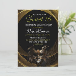 Dulce de Mascarada de Oro 16 Invitación