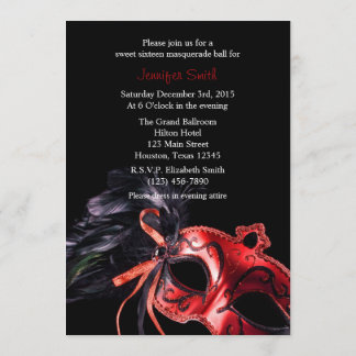 Dulce de mascarada roja y negra 16 Invitación de p