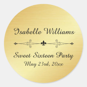 Dulce de oro personalizado Dieciséis Pegatinas Fie