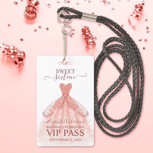 Dulce de oro Rosa 16 Tarjeta VIP de cumpleaños (Subido por el creador)