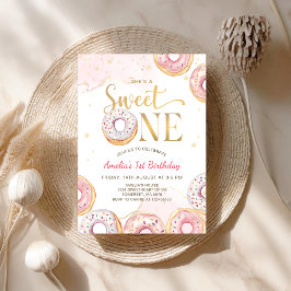 Dulce de oro rosado de un donuts Invitación de pri