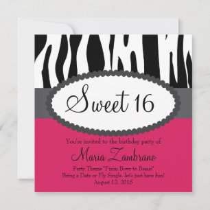 Dulce de Zebra Impresión 16 Invitación a fiesta de