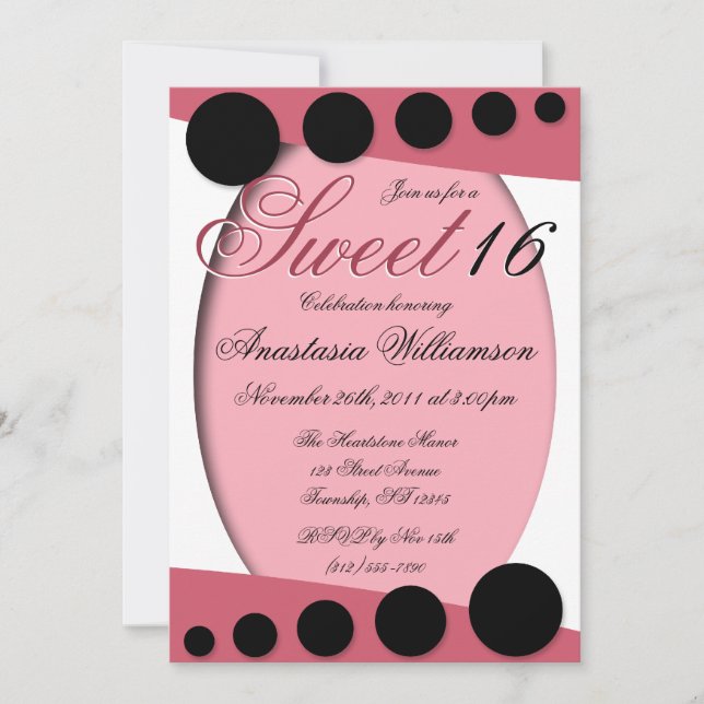 Dulce del Orgullo Rosa Dieciséis Invitaciones de C (Anverso)