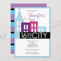 Dulce dieciséis en la invitación de la ciudad