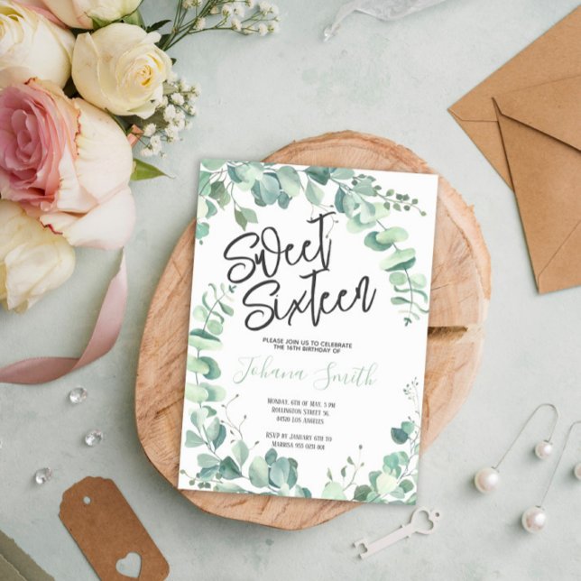 Dulce Dieciséis Eucalipto 16ª Invitación de cumple (Subido por el creador)