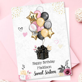 Dulce Dieciséis Globos Tarjeta de Cumpleaños Feliz