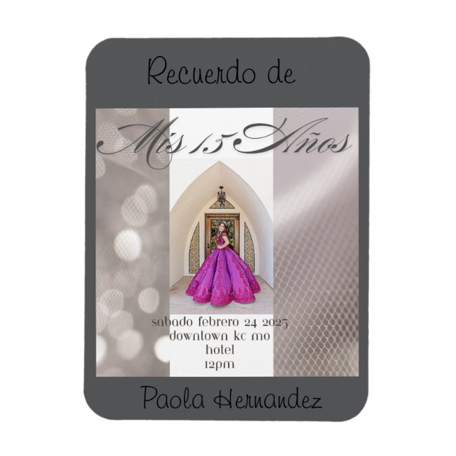 Dulce Dieciséis imanes de invitación, invitación d (Vertical)