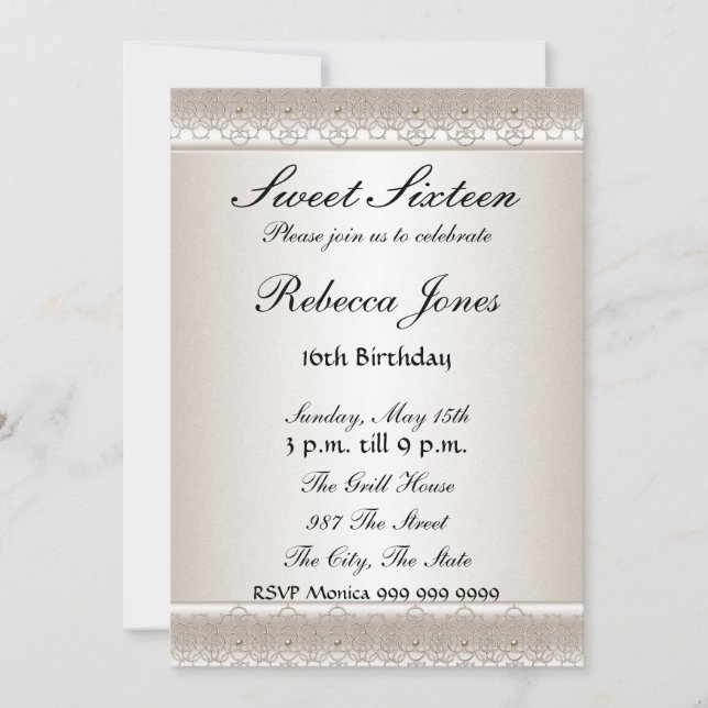 Dulce dieciséis Invitación (Anverso)