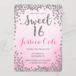 Dulce Dieciséis Invitación de Cumpleaños Purpurina