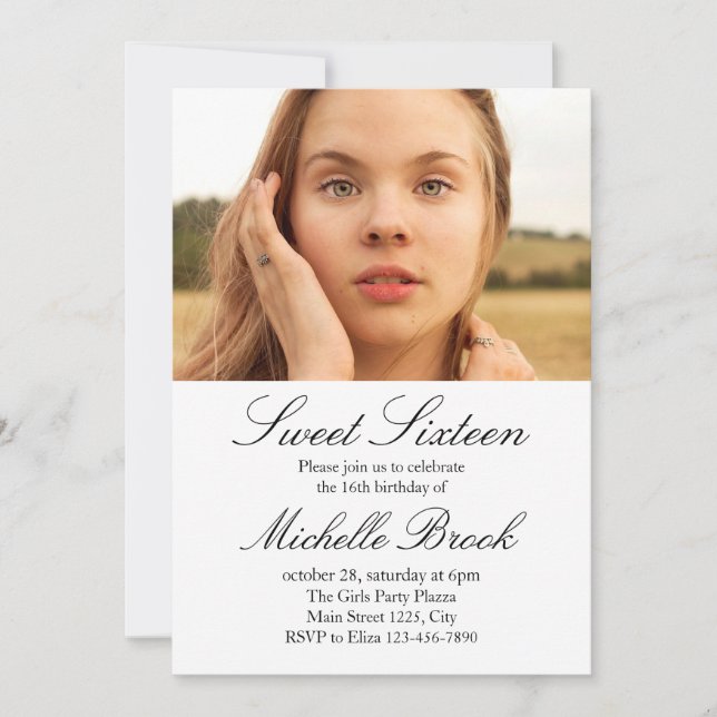 Dulce Dieciséis Invitaciones Agradables De La Foto (Anverso)